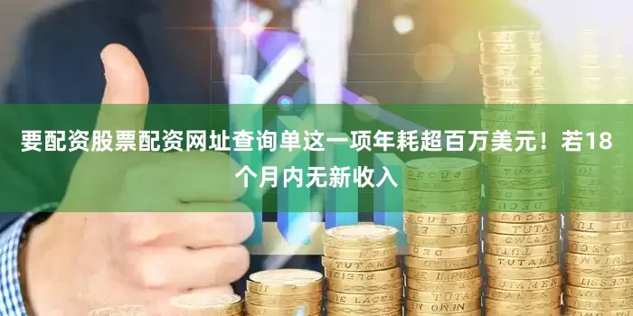 要配资股票配资网址查询单这一项年耗超百万美元！若18个月内无新收入